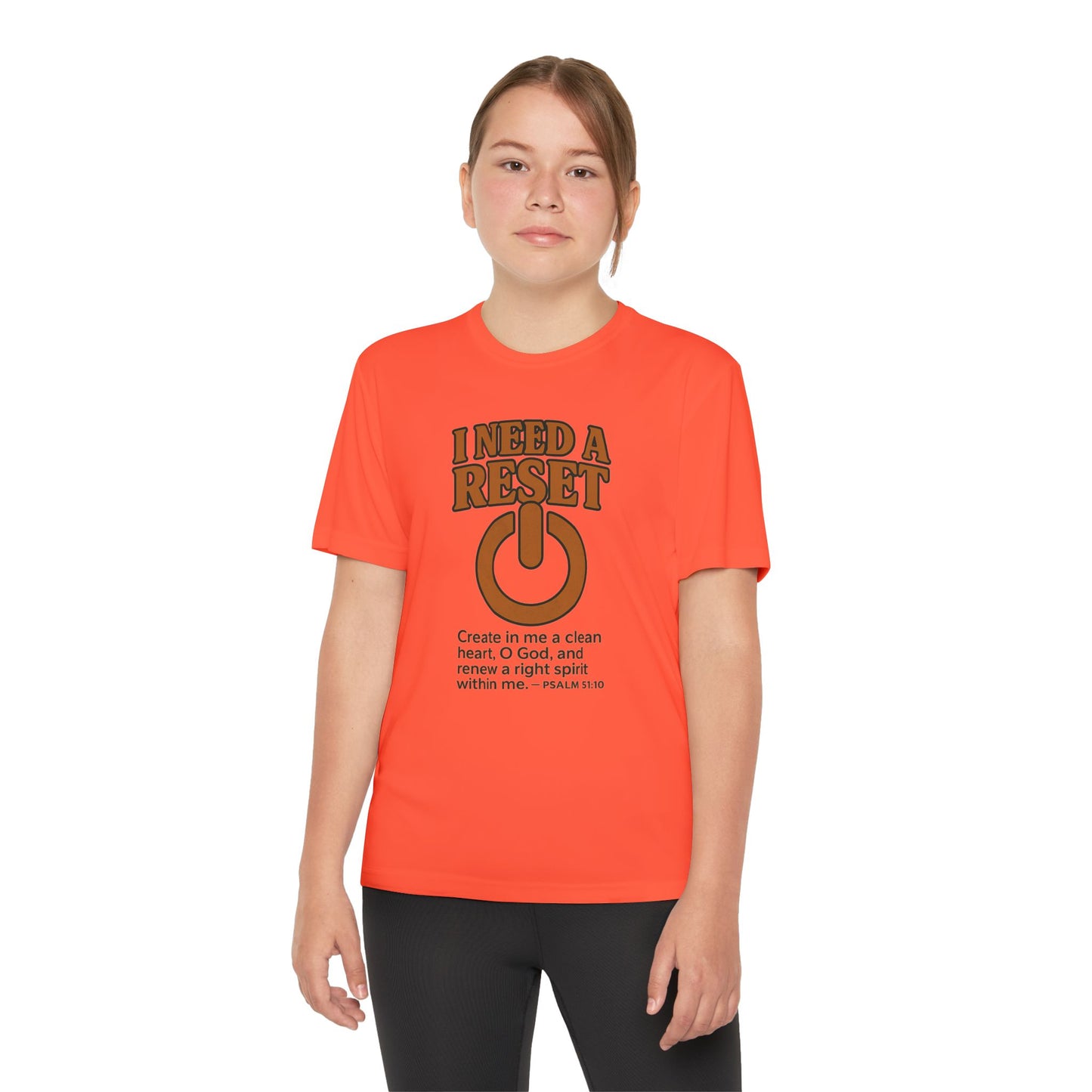 T-Shirt Christian Youth Competitor Tee with 'I Need a Reset' Psalm Quote