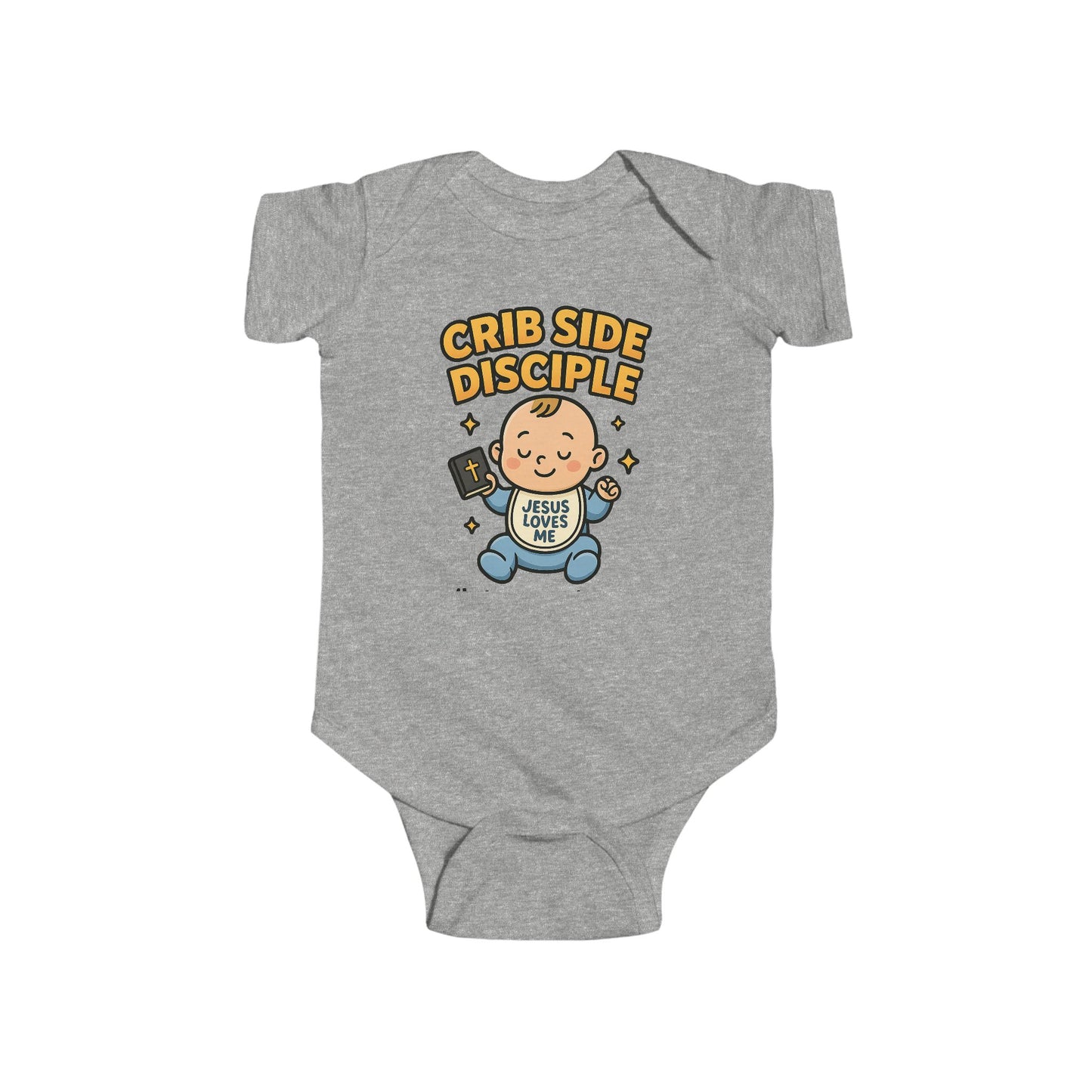 “Crib Side Disciple” Infant Onesie – Jesus Loves Me Bible Baby Bodysuit