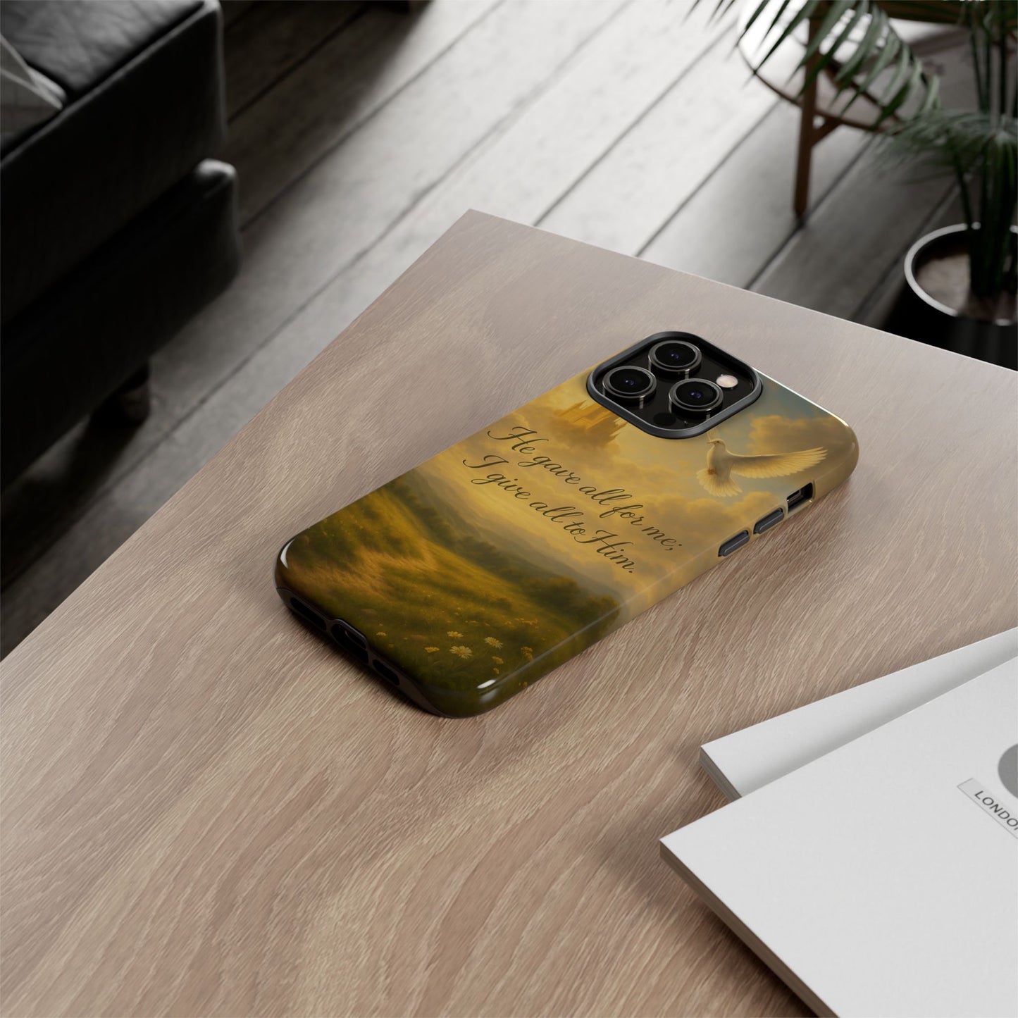 IPhone Case - Christian themed design with phrase 'He gave all for me; I give all to Him'