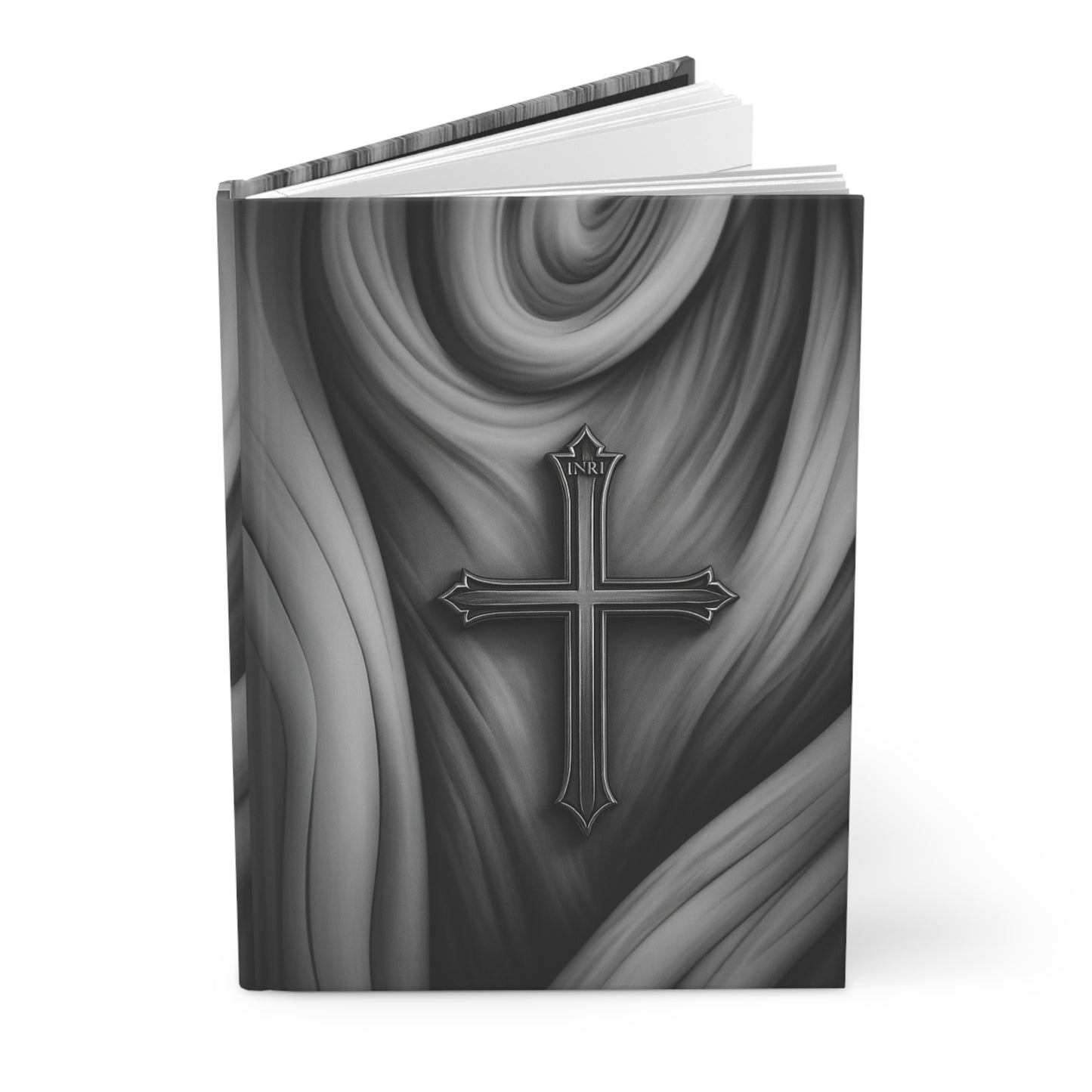 "Refined by Grace" Black & White Cross Hardcover Journal – Dual Cover Design