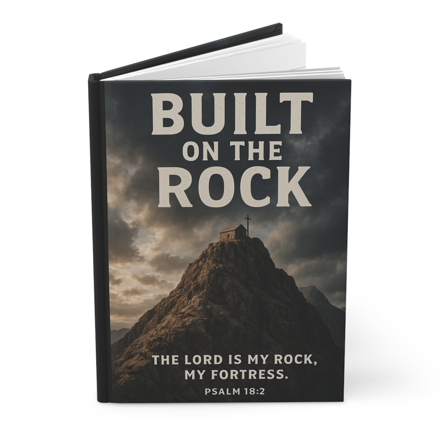 Hardcover Journal, Built on the Rock Illustration, Psalm 18:2