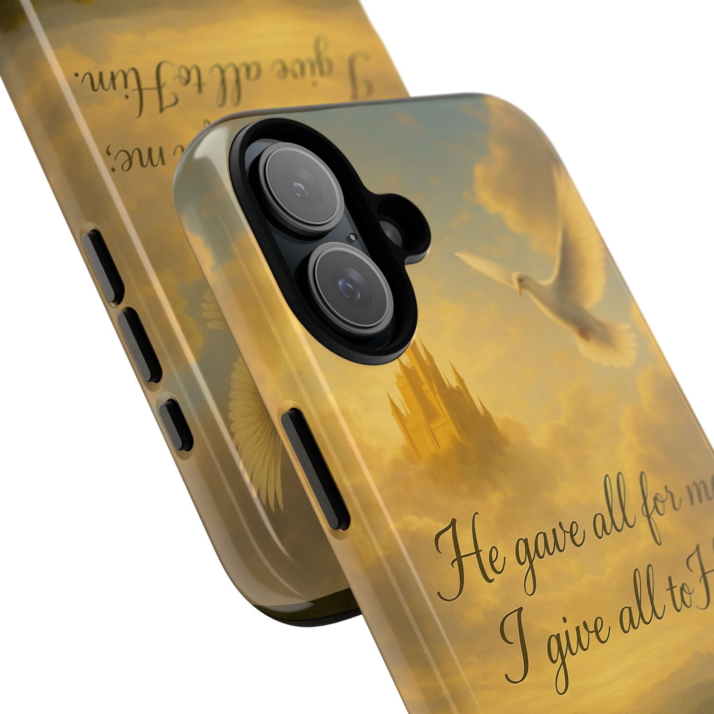 IPhone Case - Christian themed design with phrase 'He gave all for me; I give all to Him'