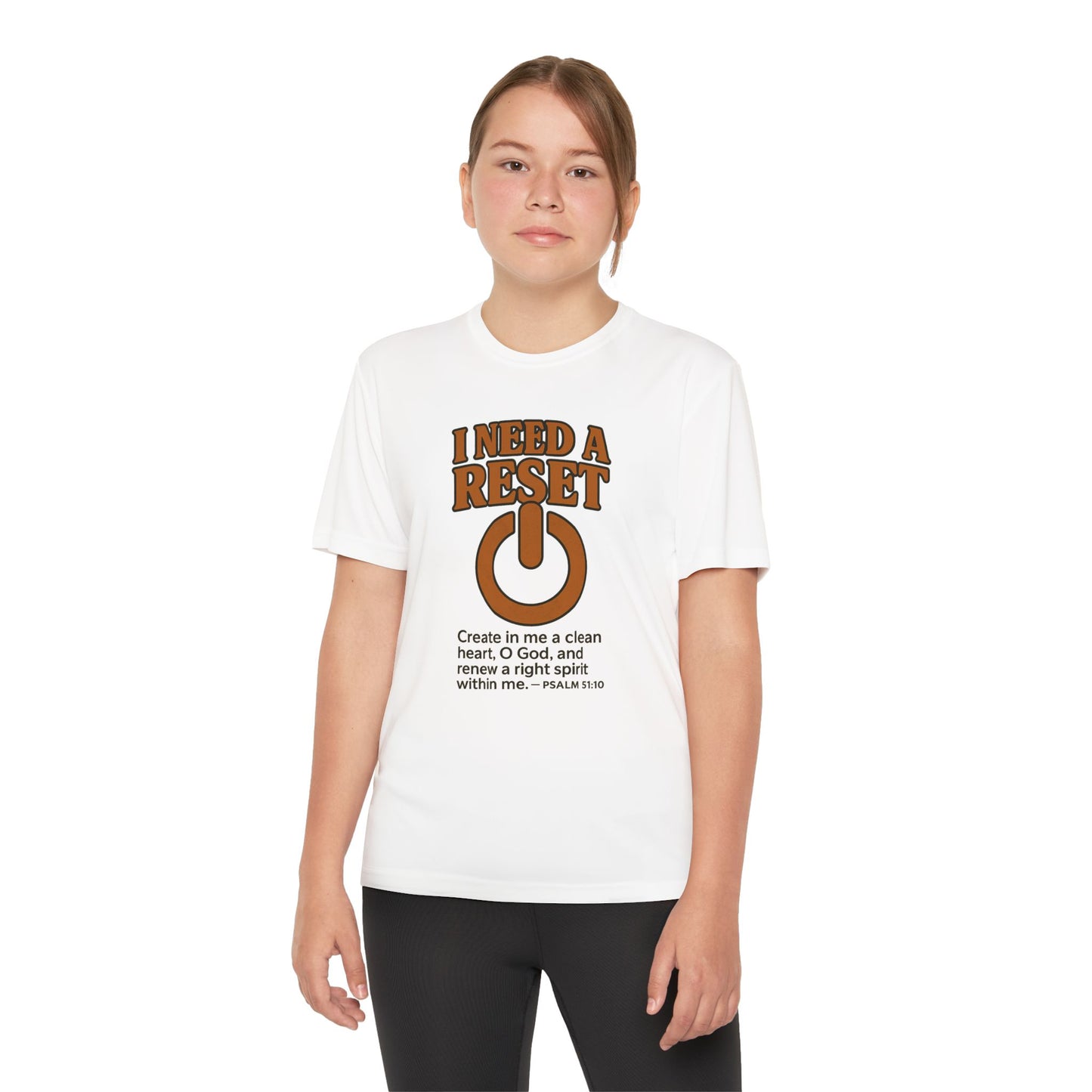 T-Shirt Christian Youth Competitor Tee with 'I Need a Reset' Psalm Quote