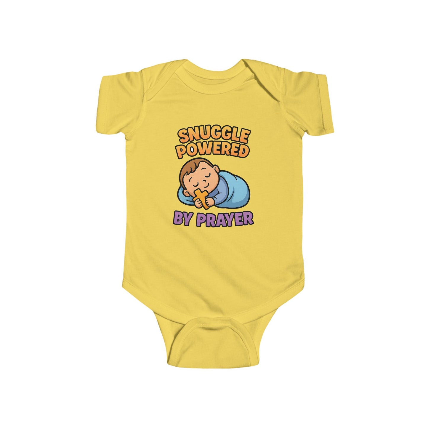 “Snuggle Powered by Prayer” Infant Onesie – Christian Baby Sleepwear