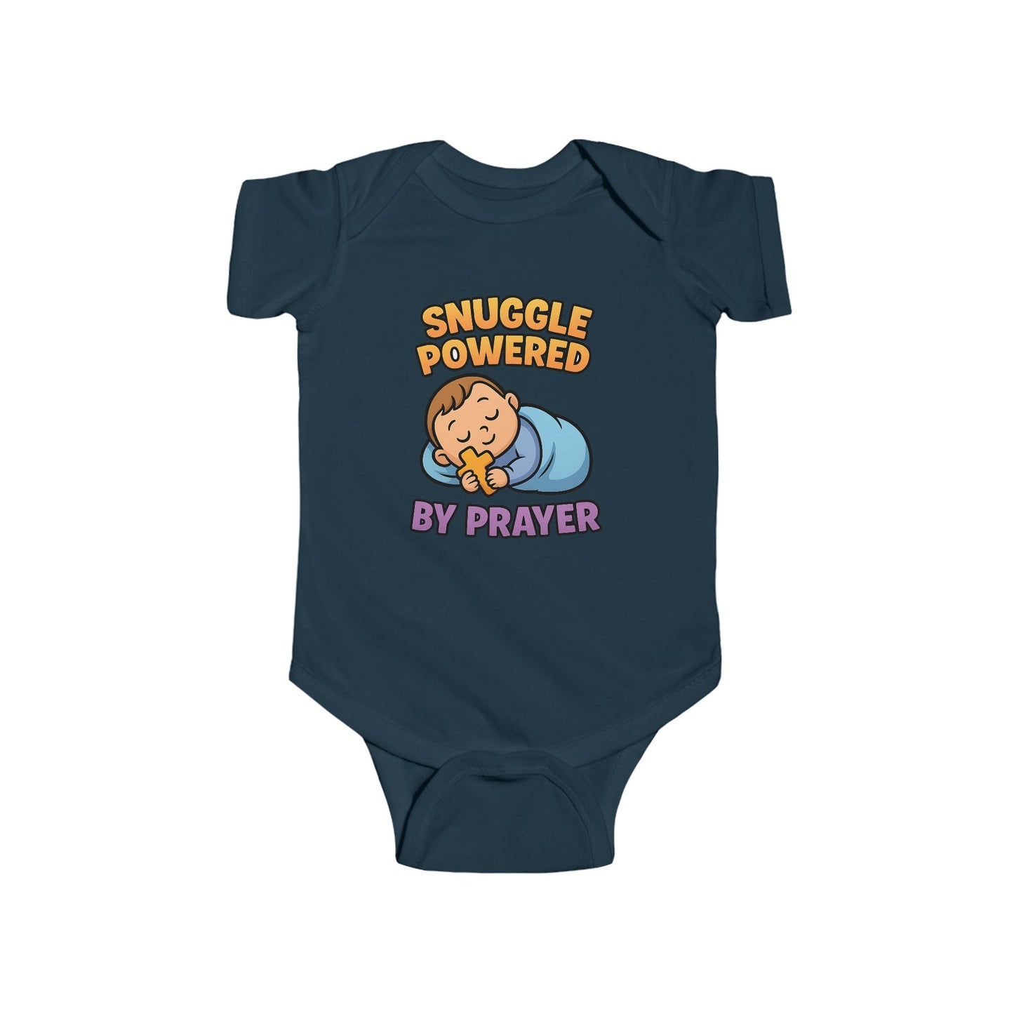 “Snuggle Powered by Prayer” Infant Onesie – Christian Baby Sleepwear