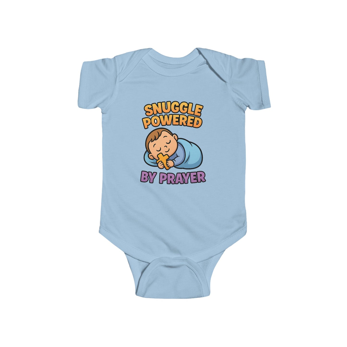 “Snuggle Powered by Prayer” Infant Onesie – Christian Baby Sleepwear