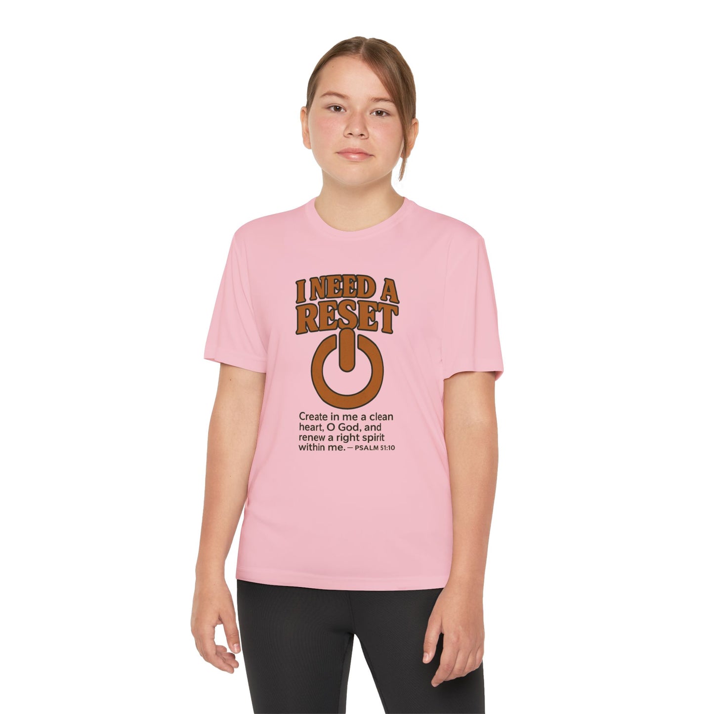 T-Shirt Christian Youth Competitor Tee with 'I Need a Reset' Psalm Quote
