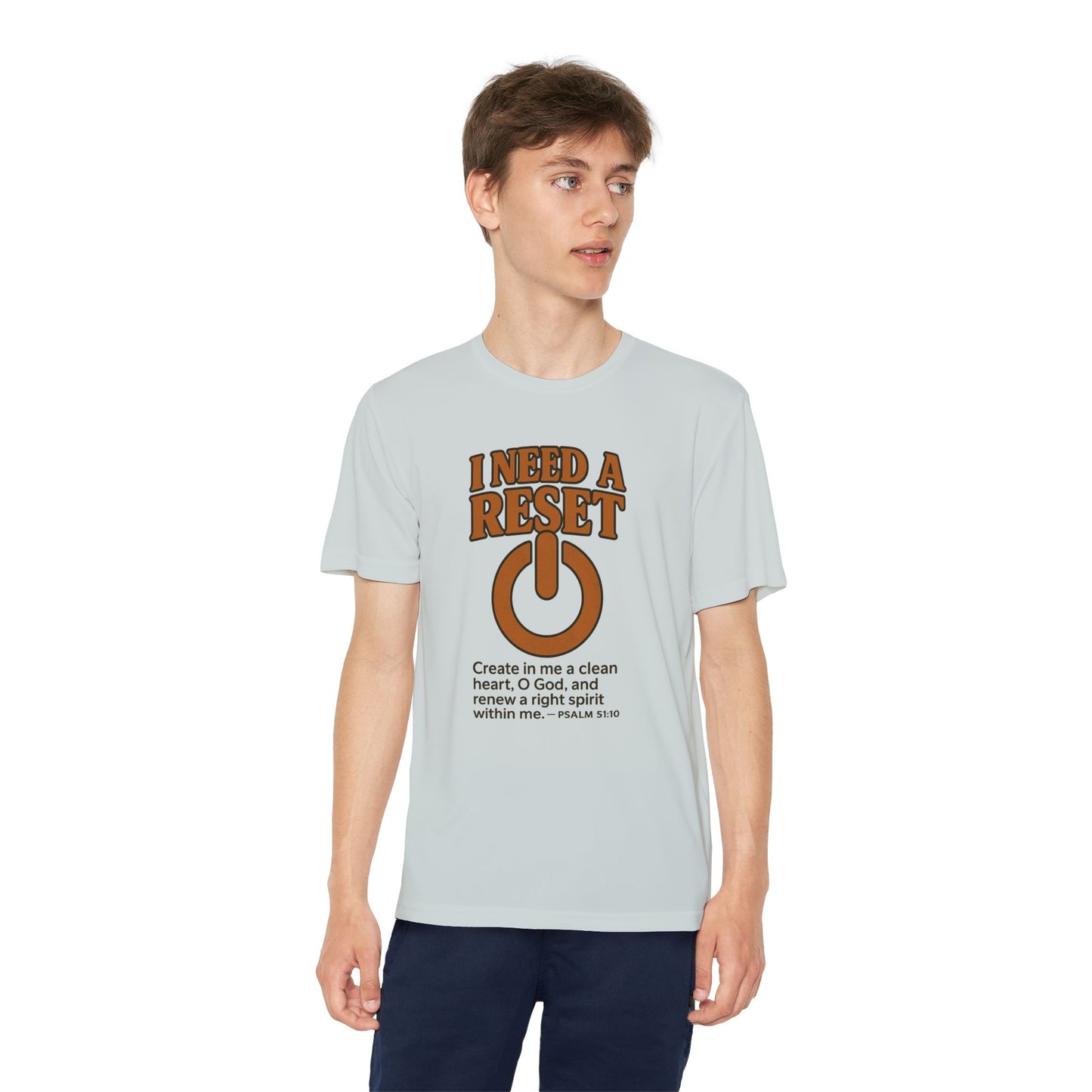 T-Shirt Christian Youth Competitor Tee with 'I Need a Reset' Psalm Quote