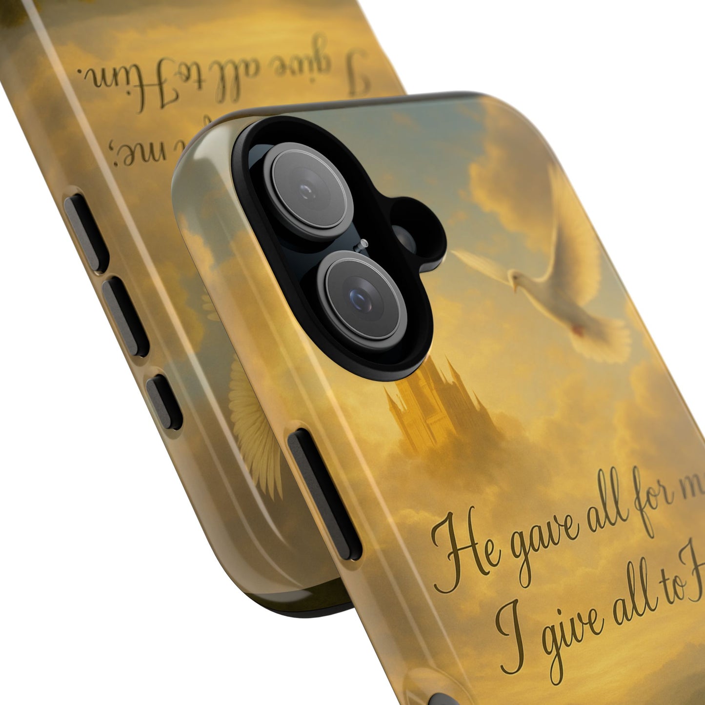 IPhone Case - Christian themed design with phrase 'He gave all for me; I give all to Him'