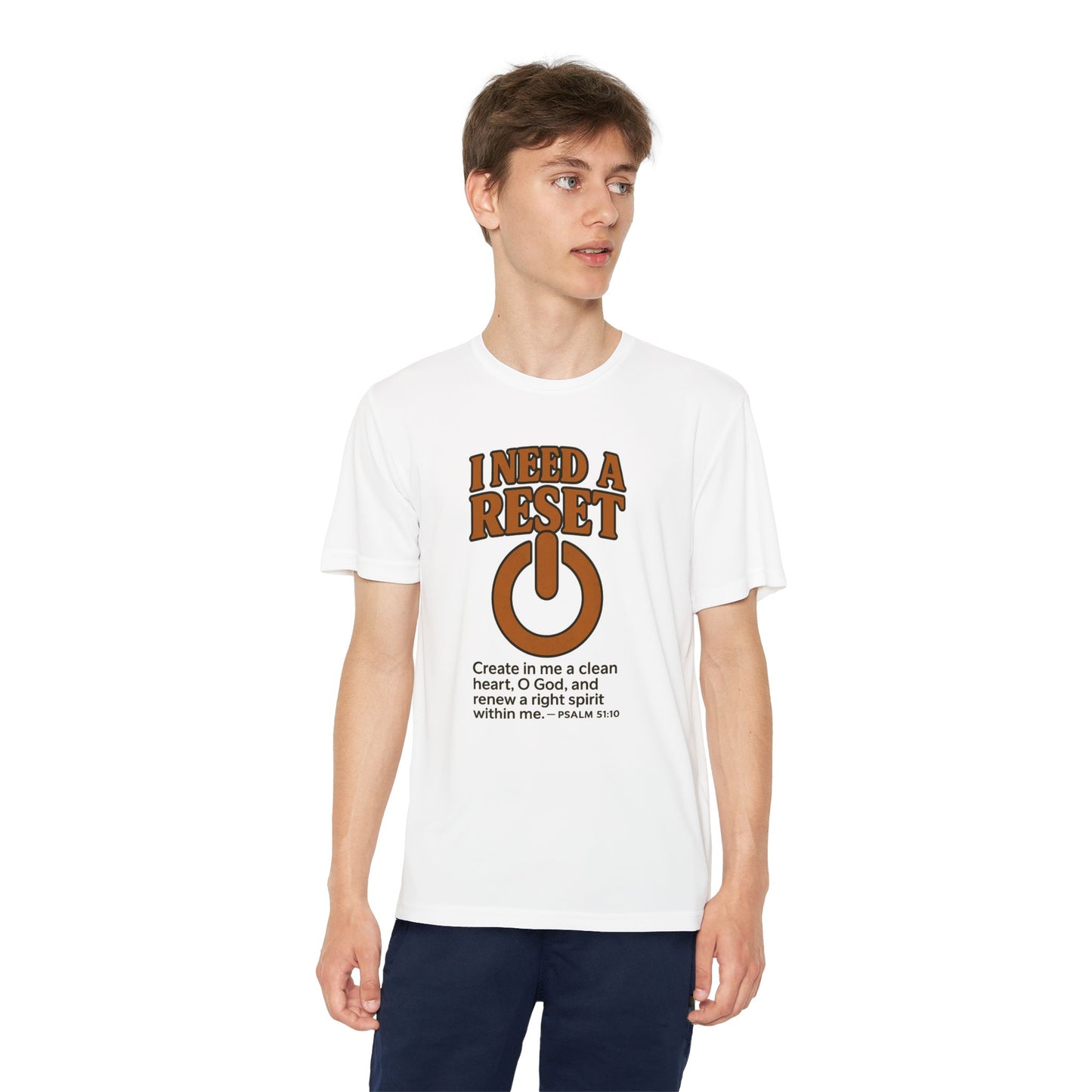 T-Shirt Christian Youth Competitor Tee with 'I Need a Reset' Psalm Quote