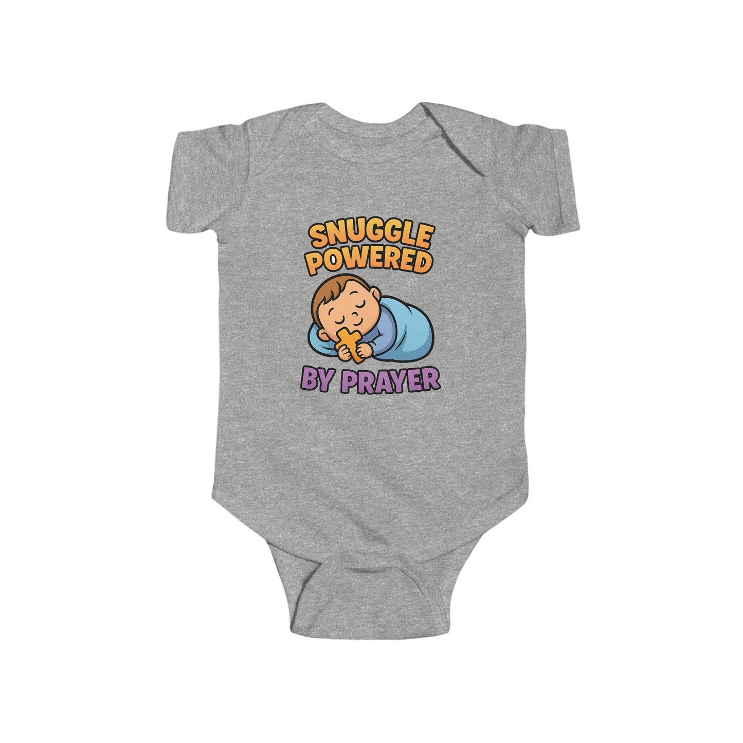 “Snuggle Powered by Prayer” Infant Onesie – Christian Baby Sleepwear