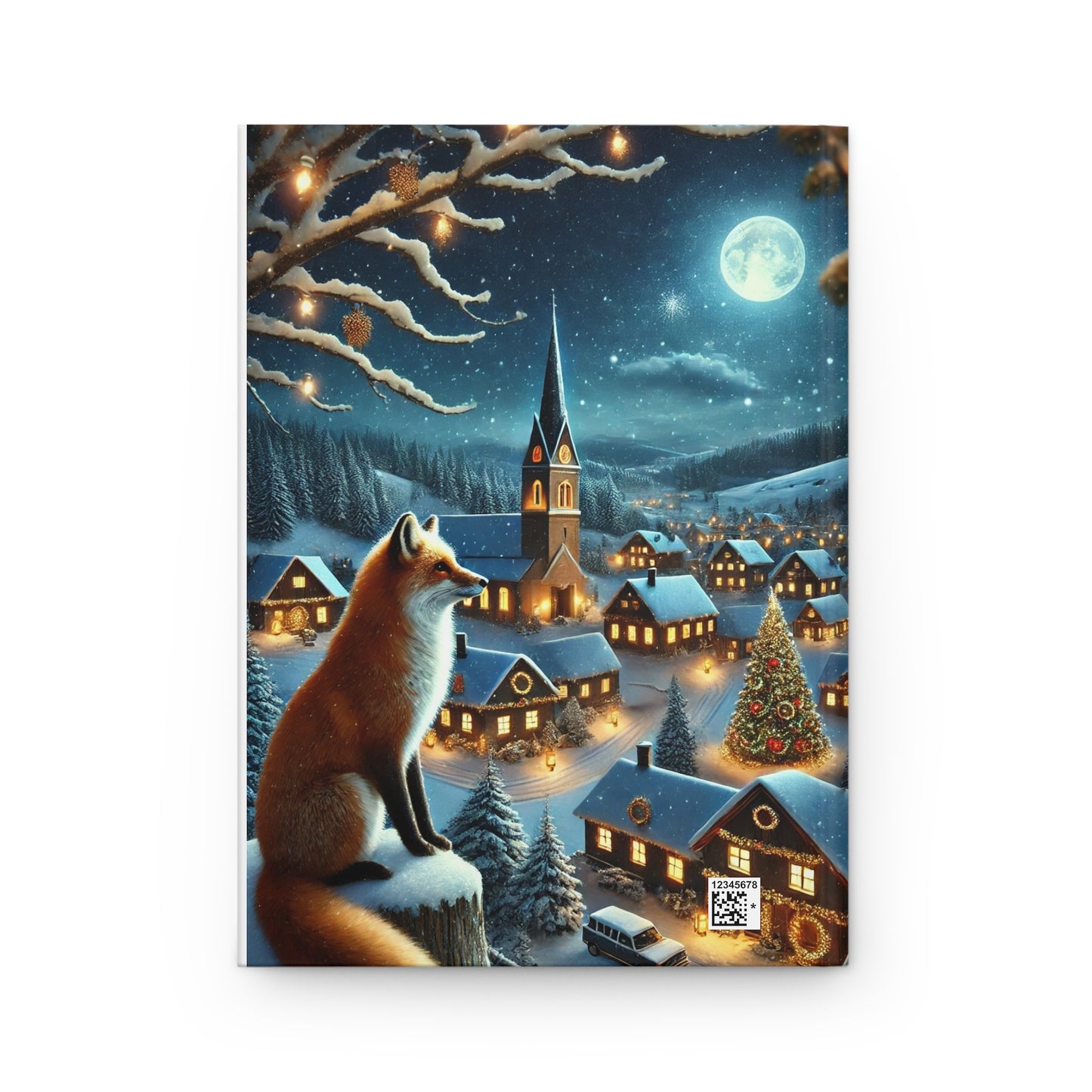 Hardcover Journal Matte - Christmas Winter Fox Town Scene