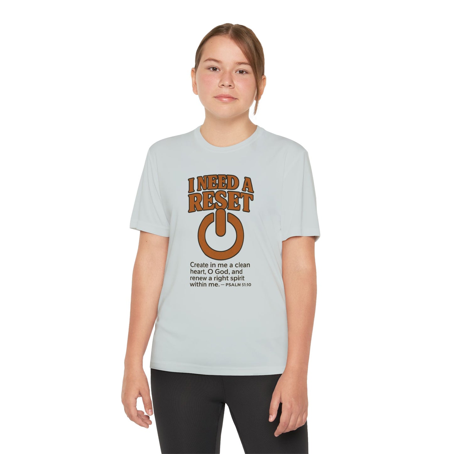 T-Shirt Christian Youth Competitor Tee with 'I Need a Reset' Psalm Quote