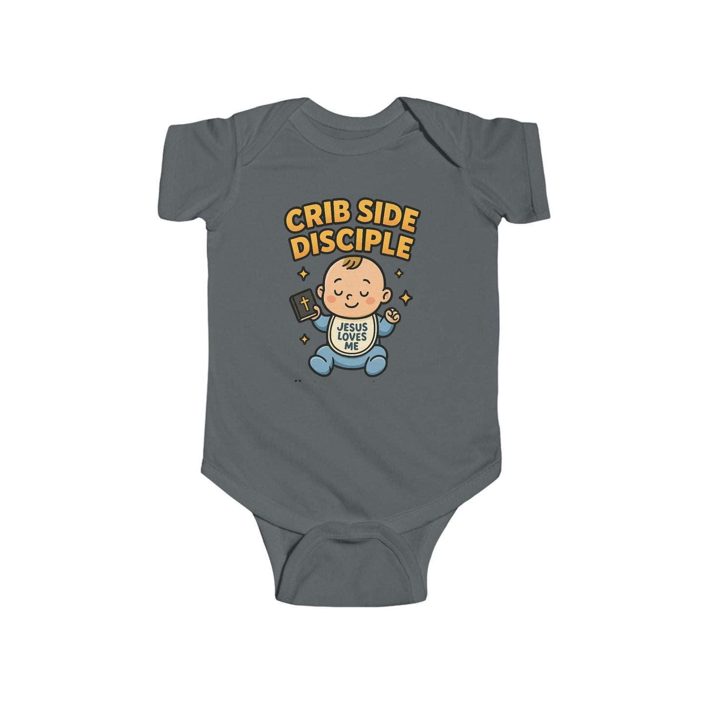 “Crib Side Disciple” Infant Onesie – Jesus Loves Me Bible Baby Bodysuit