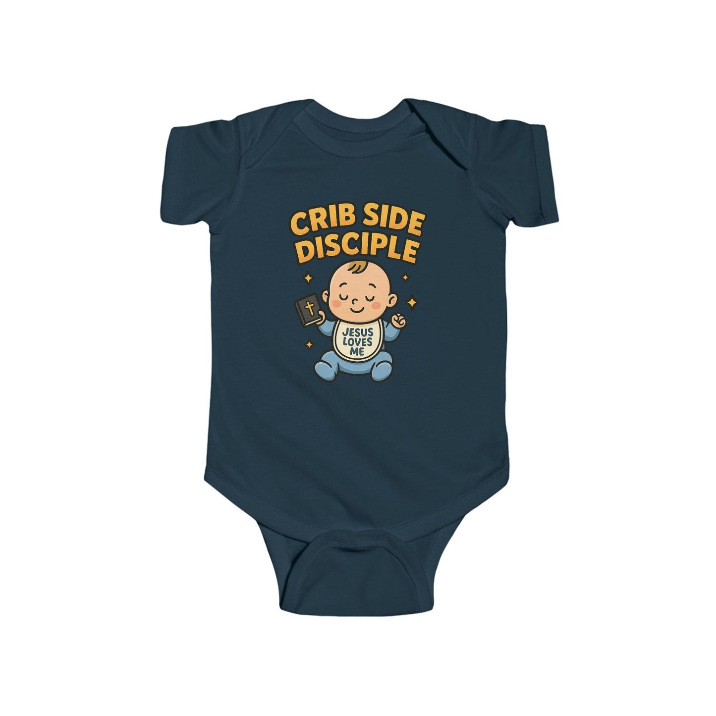 “Crib Side Disciple” Infant Onesie – Jesus Loves Me Bible Baby Bodysuit