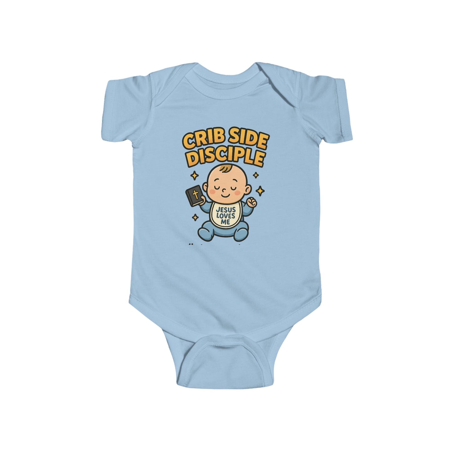“Crib Side Disciple” Infant Onesie – Jesus Loves Me Bible Baby Bodysuit