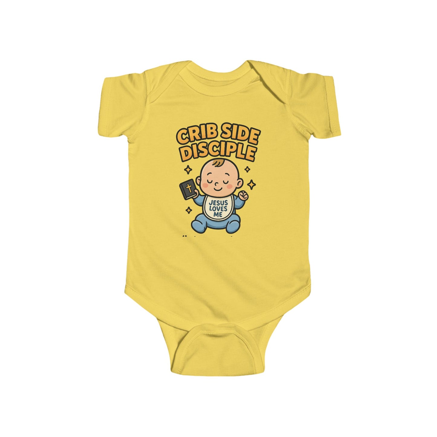 “Crib Side Disciple” Infant Onesie – Jesus Loves Me Bible Baby Bodysuit