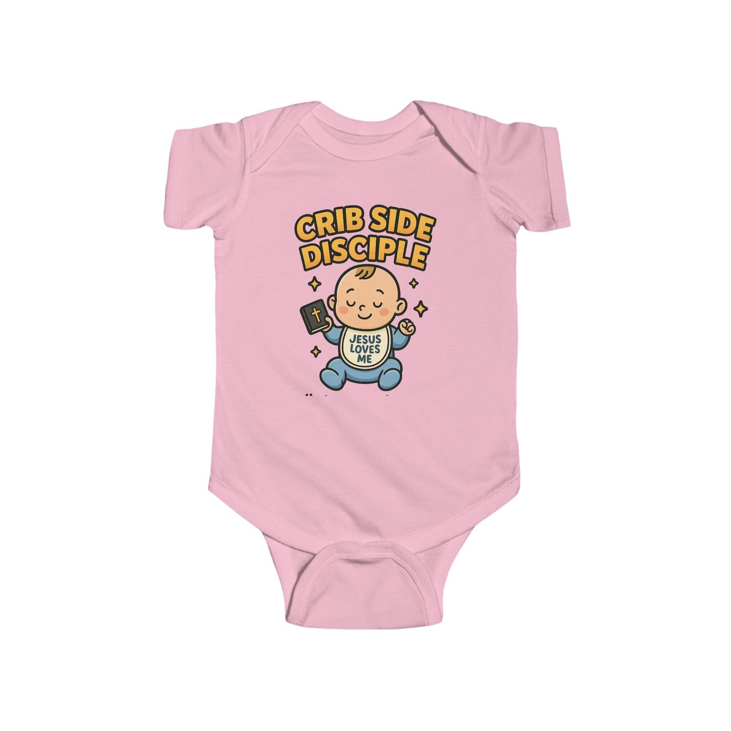 “Crib Side Disciple” Infant Onesie – Jesus Loves Me Bible Baby Bodysuit