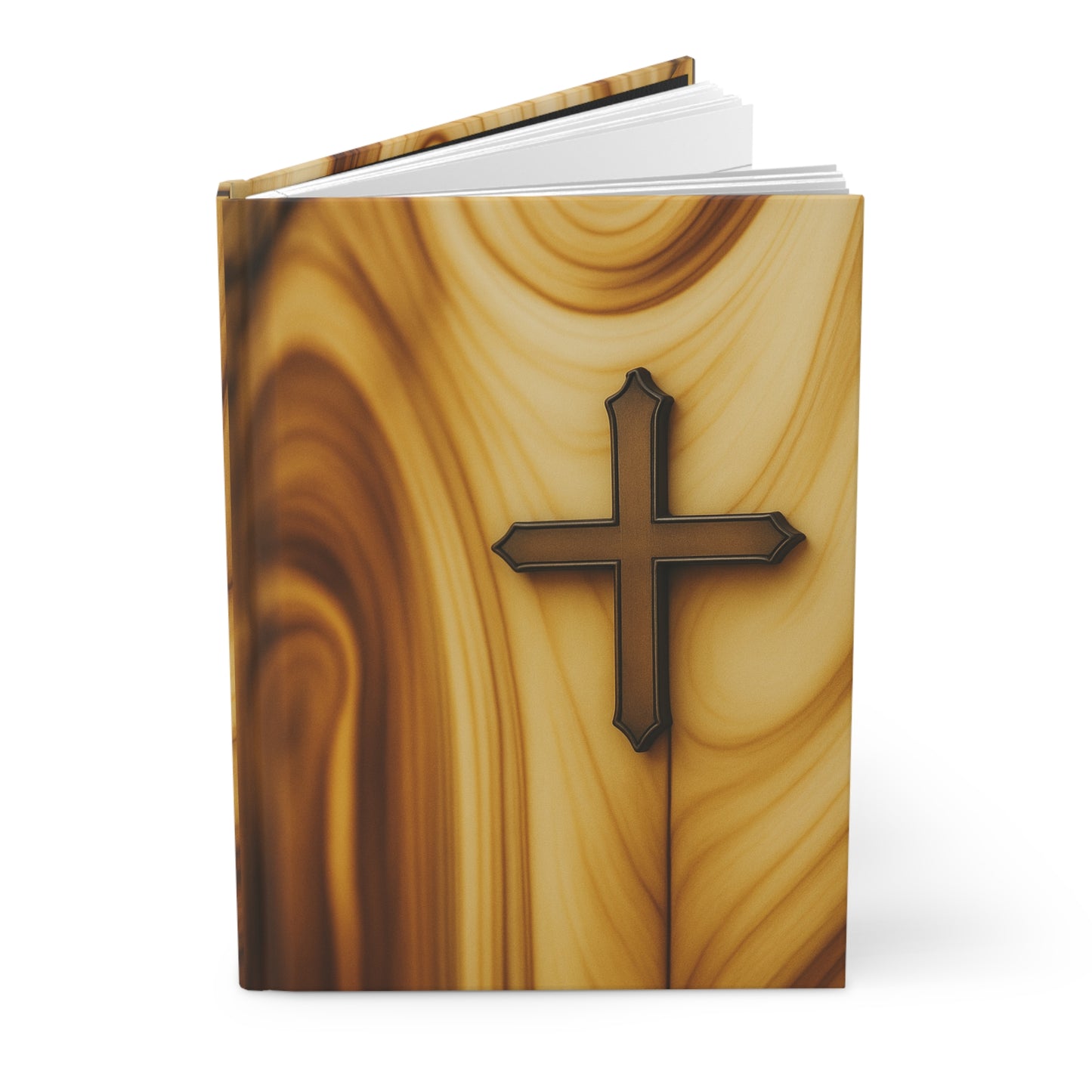 "Rooted in the Cross" Woodgrain Christian Hardcover Journal – Dual Cover Matte Edition