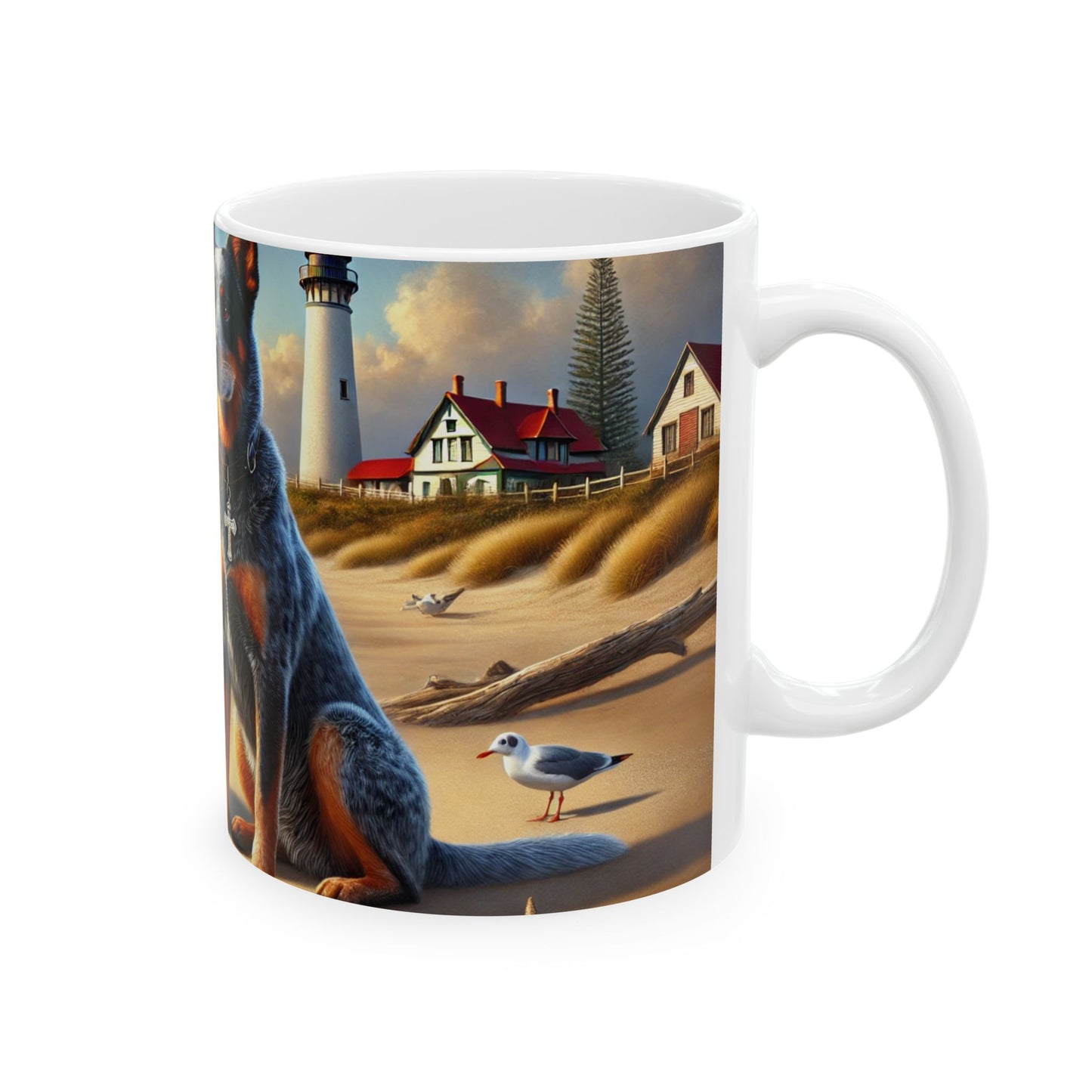 Mug - Dogs by the Ocean Lighthouse Scene