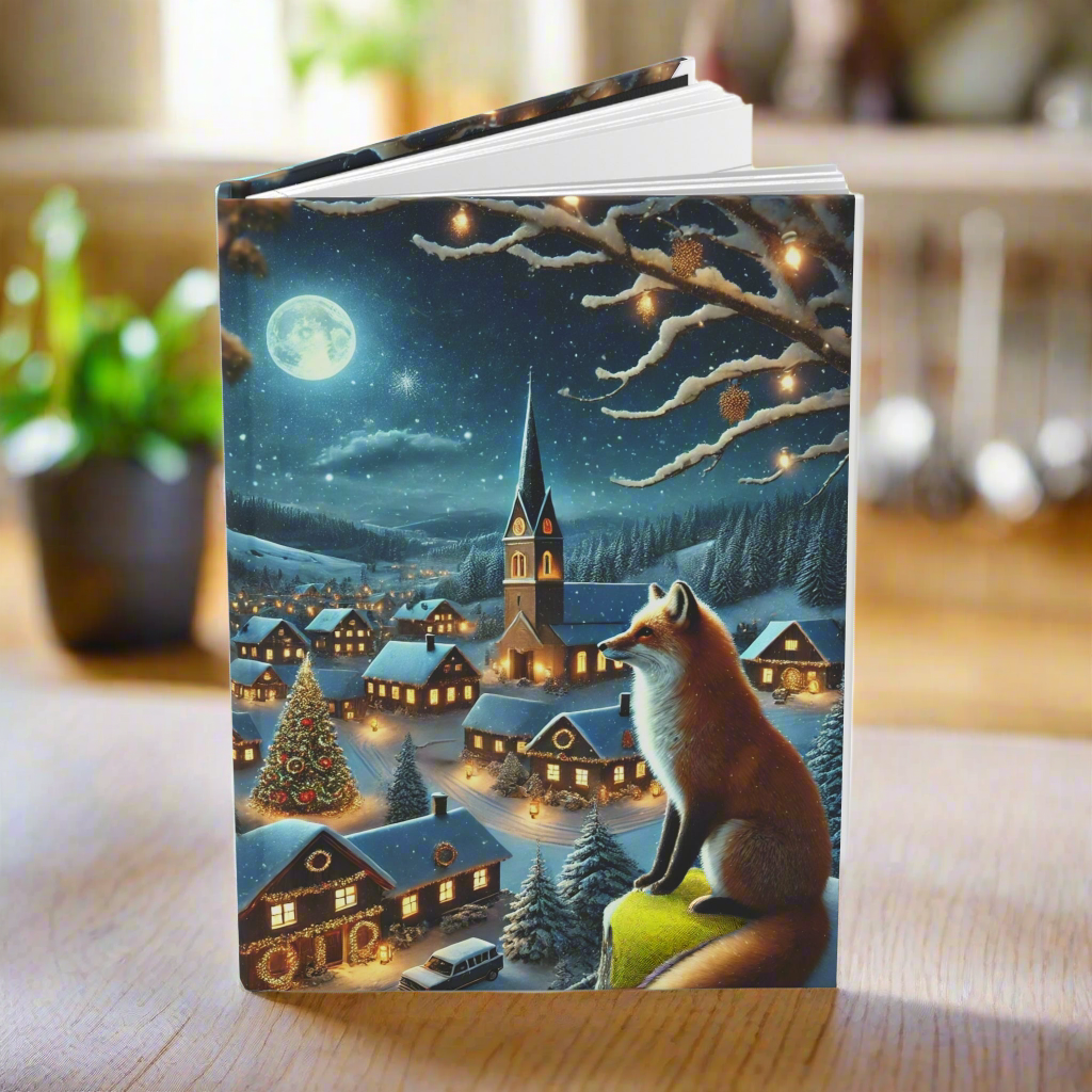 Hardcover Journal Matte - Christmas Winter Fox Town Scene