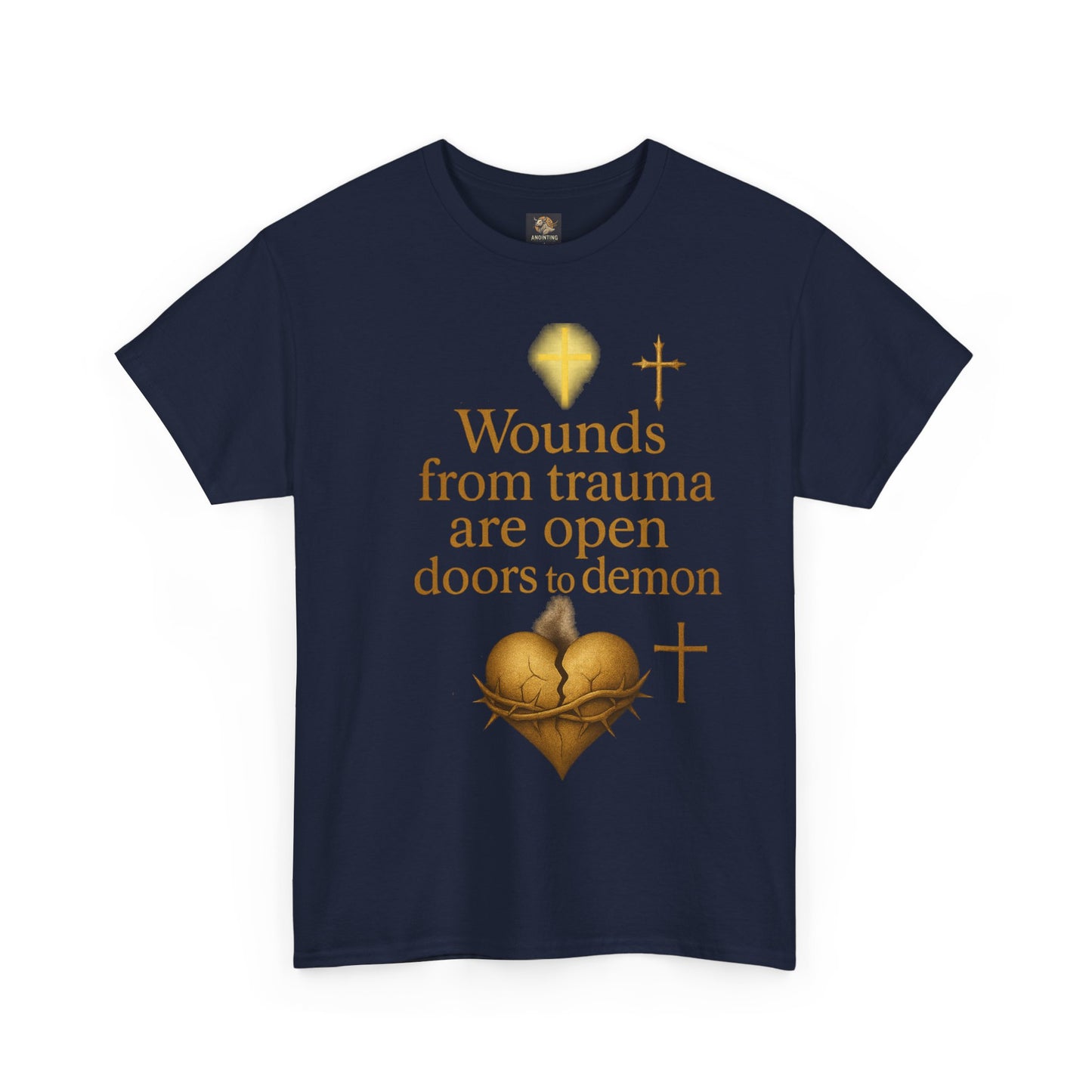 Christian Heavy Cotton Tee - 'Wounds From Trauma Are Open Door to Demons'
