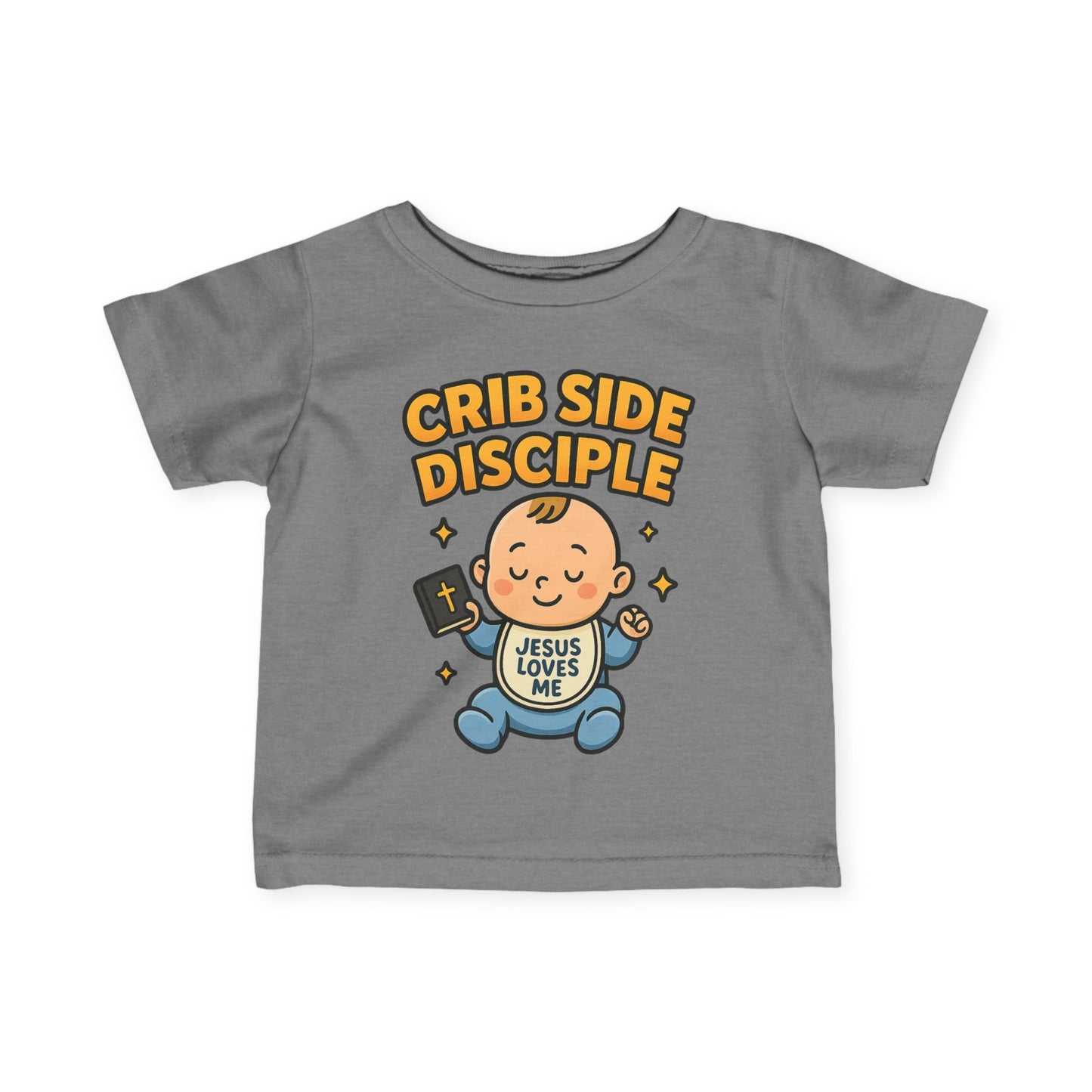 “Crib Side Disciple” Infant Tee – Jesus Loves Me Bible Baby tee