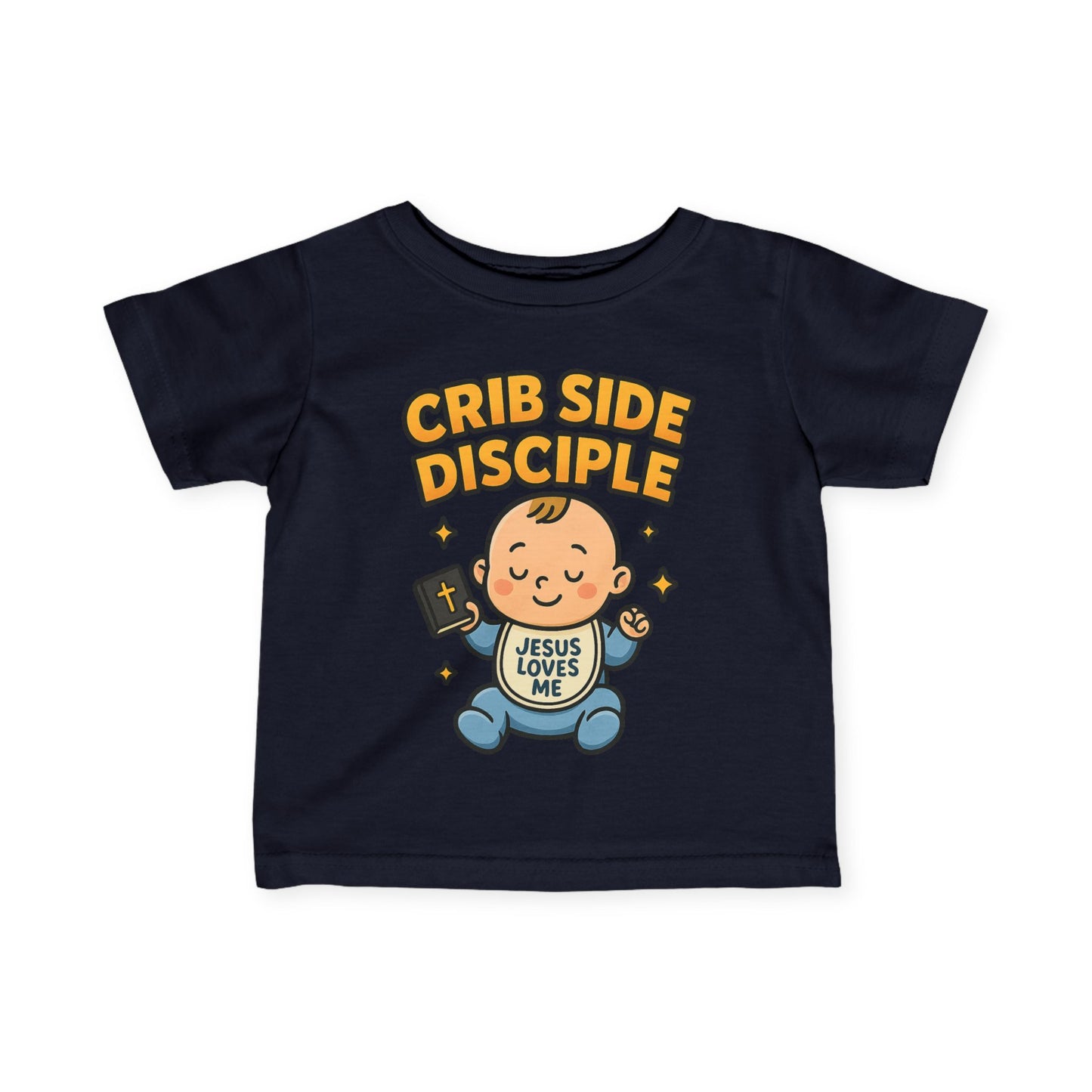 “Crib Side Disciple” Infant Tee – Jesus Loves Me Bible Baby tee