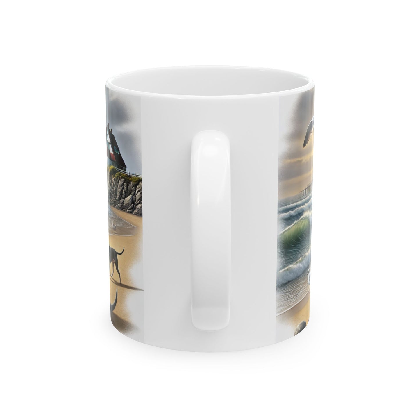 Mug - Dogs by the Ocean Lighthouse Scene