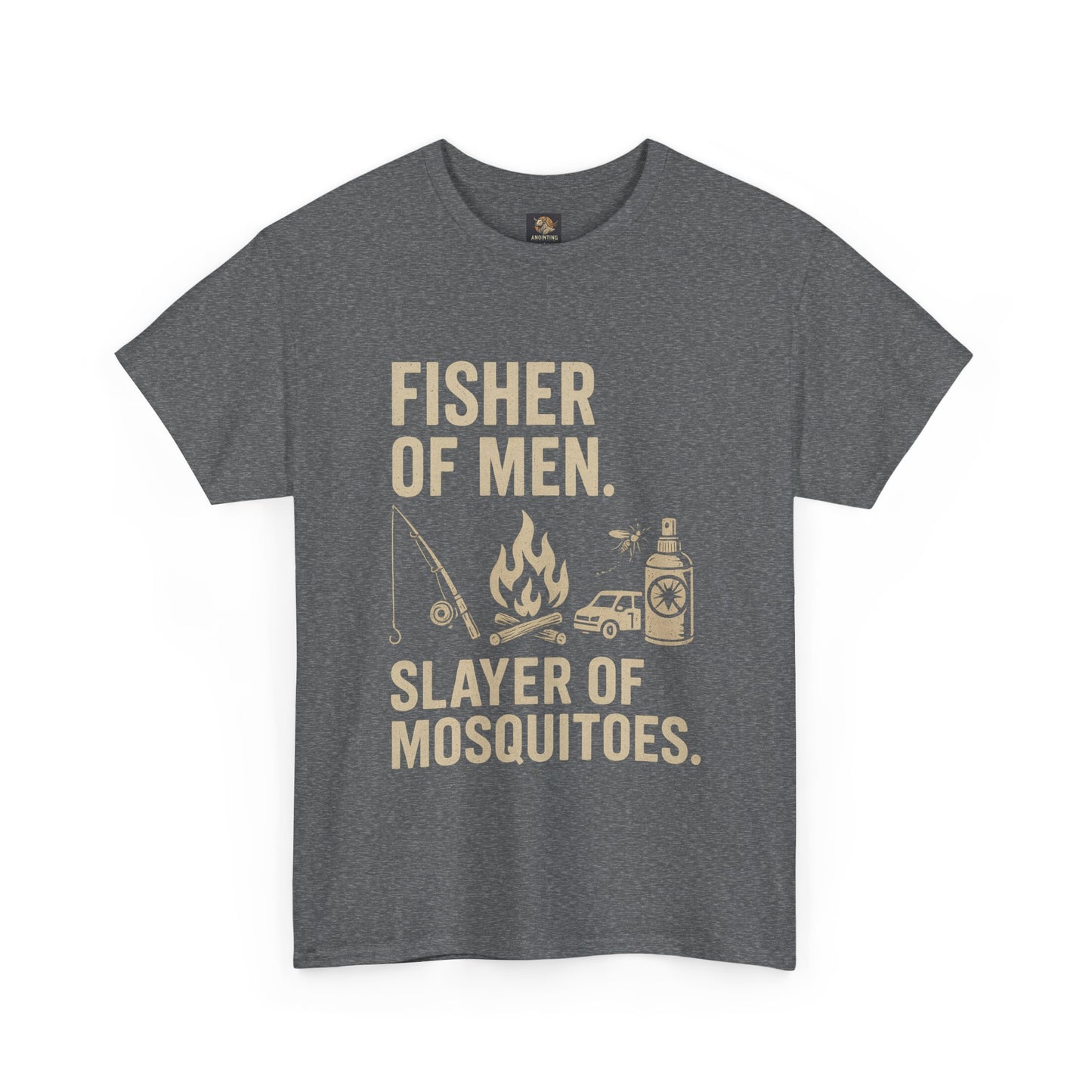 "Fisher of Men. Slayer of Mosquitoes." Campfire Faith Tee