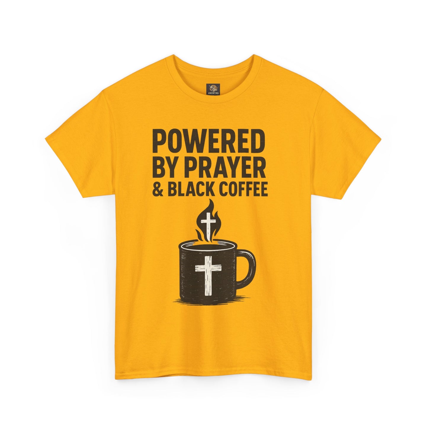 "Powered by Prayer & Black Coffee" Rugged Faith Tee