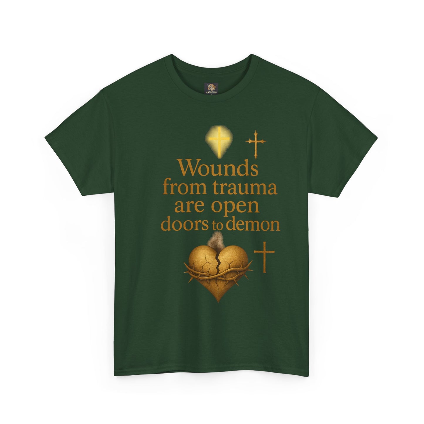 Christian Heavy Cotton Tee - 'Wounds From Trauma Are Open Door to Demons'