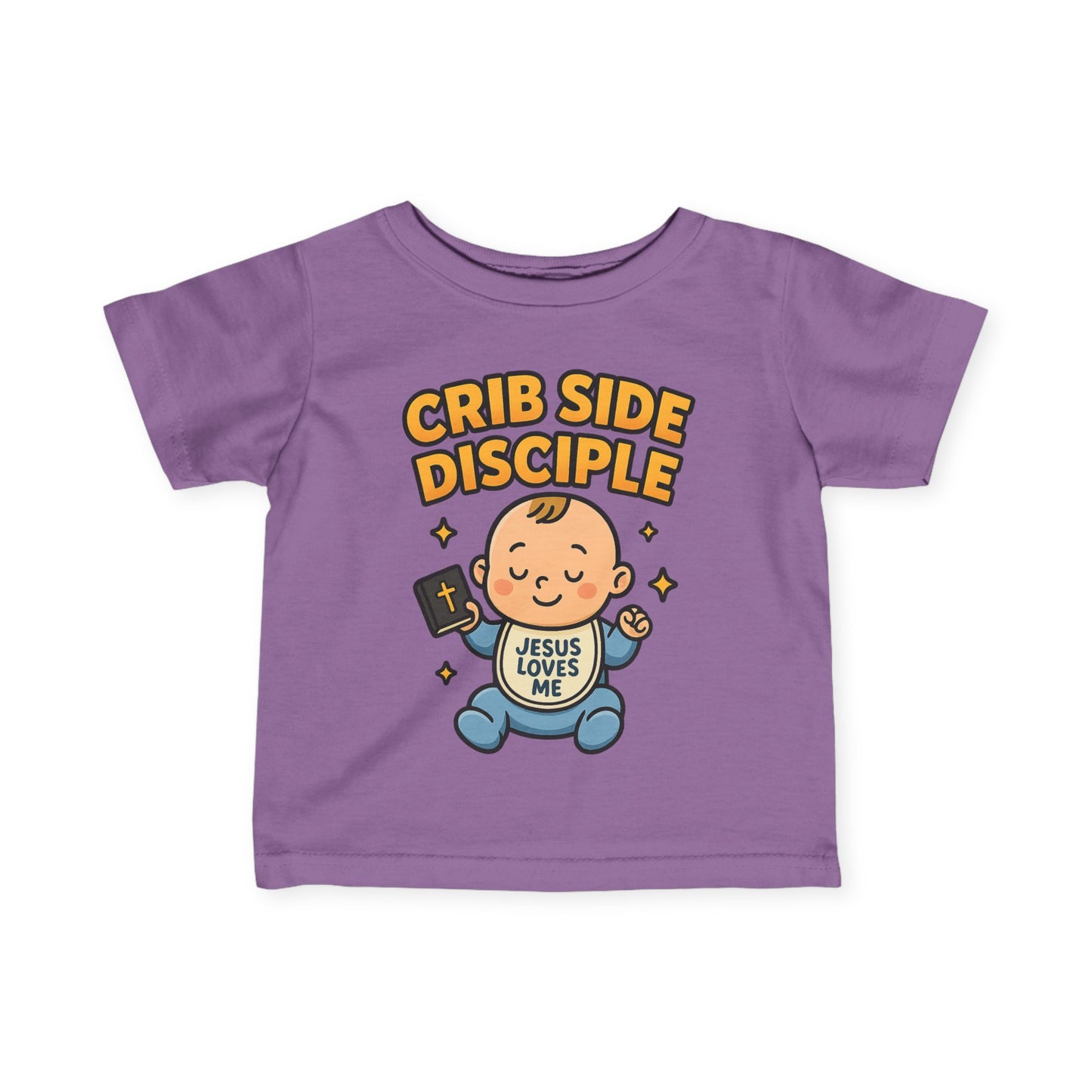 “Crib Side Disciple” Infant Tee – Jesus Loves Me Bible Baby tee
