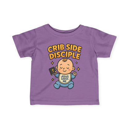 “Crib Side Disciple” Infant Tee – Jesus Loves Me Bible Baby tee