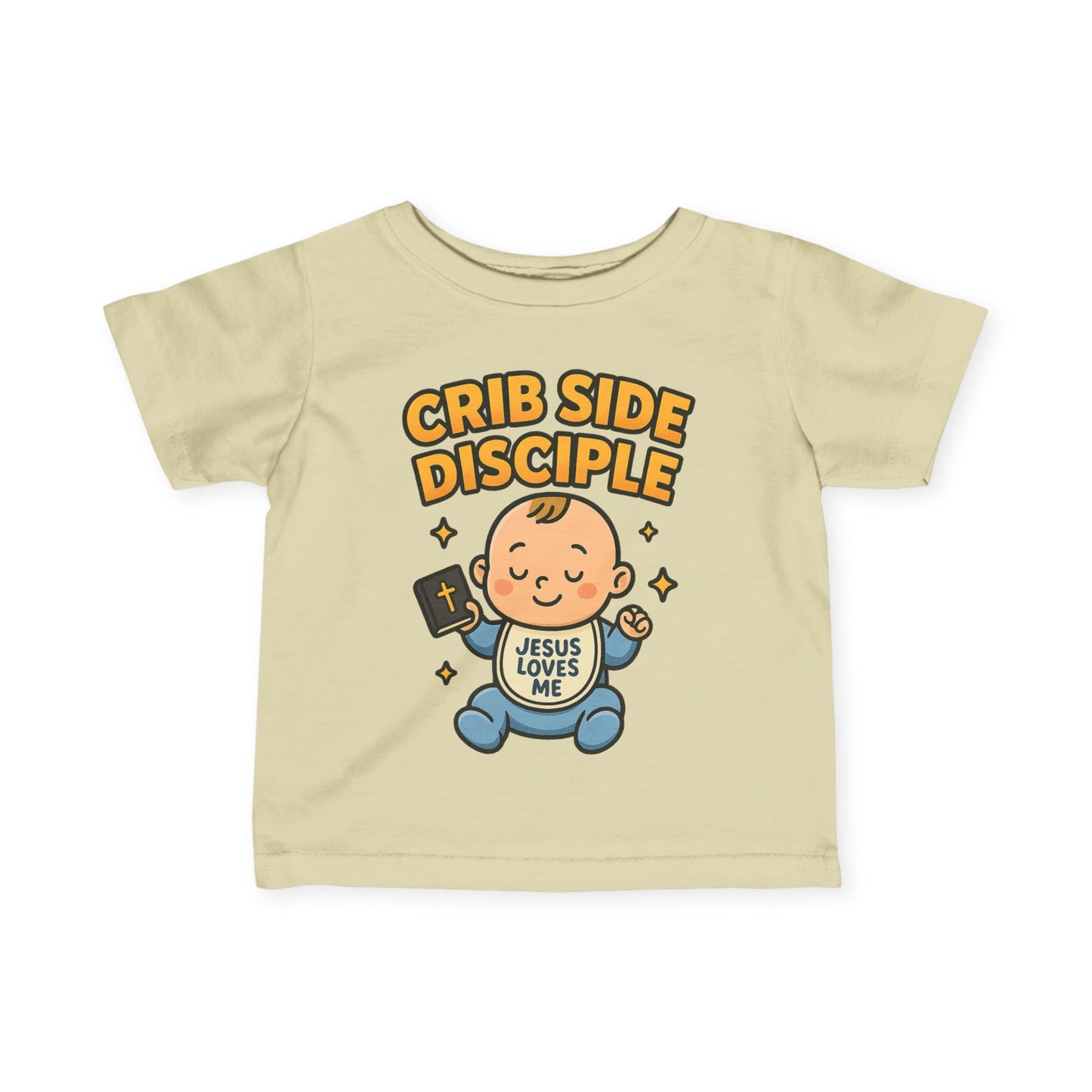 “Crib Side Disciple” Infant Tee – Jesus Loves Me Bible Baby tee