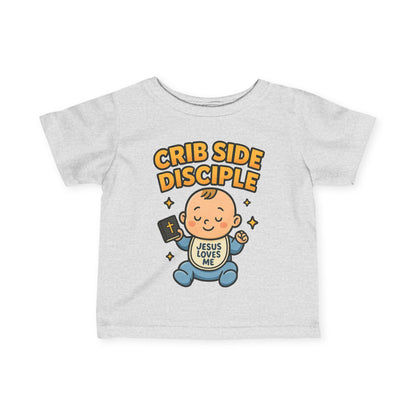 “Crib Side Disciple” Infant Tee – Jesus Loves Me Bible Baby tee