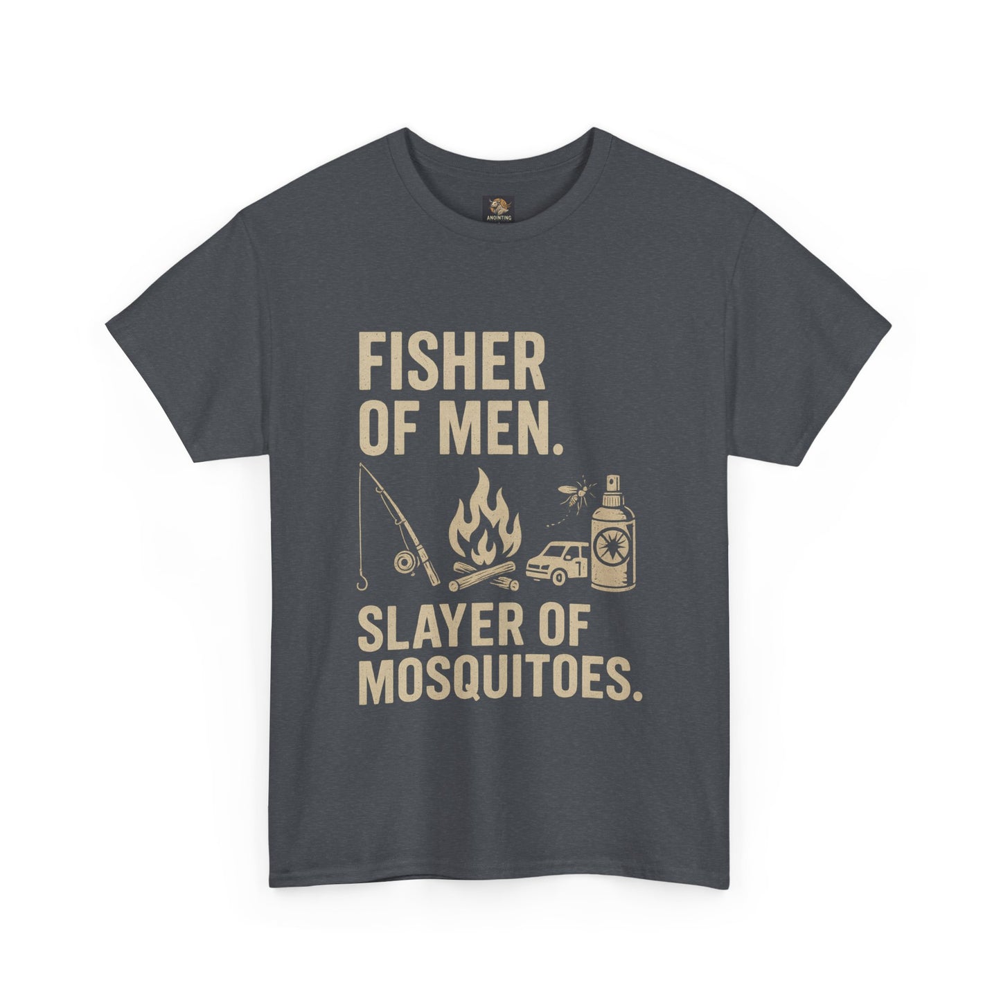 "Fisher of Men. Slayer of Mosquitoes." Campfire Faith Tee
