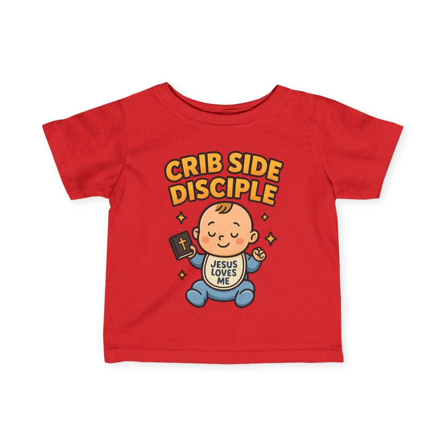“Crib Side Disciple” Infant Tee – Jesus Loves Me Bible Baby tee