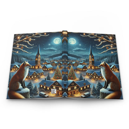 Hardcover Journal Matte - Christmas Winter Fox Town Scene