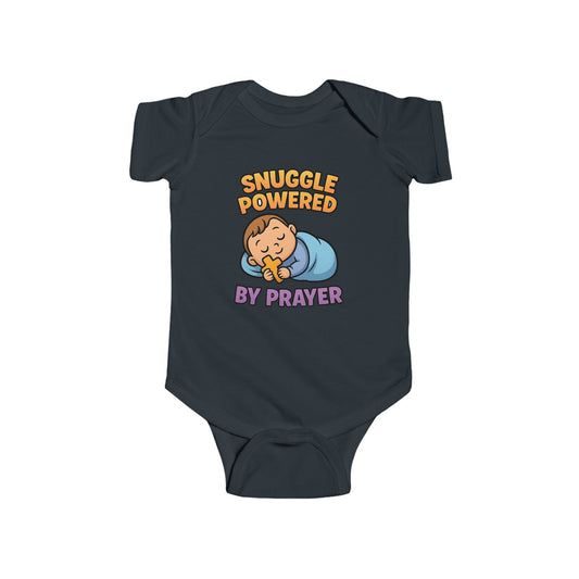 “Snuggle Powered by Prayer” Infant Onesie – Christian Baby Sleepwear