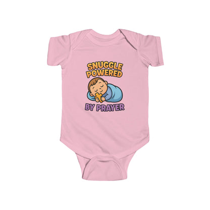 “Snuggle Powered by Prayer” Infant Onesie – Christian Baby Sleepwear