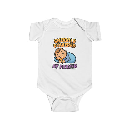 “Snuggle Powered by Prayer” Infant Onesie – Christian Baby Sleepwear