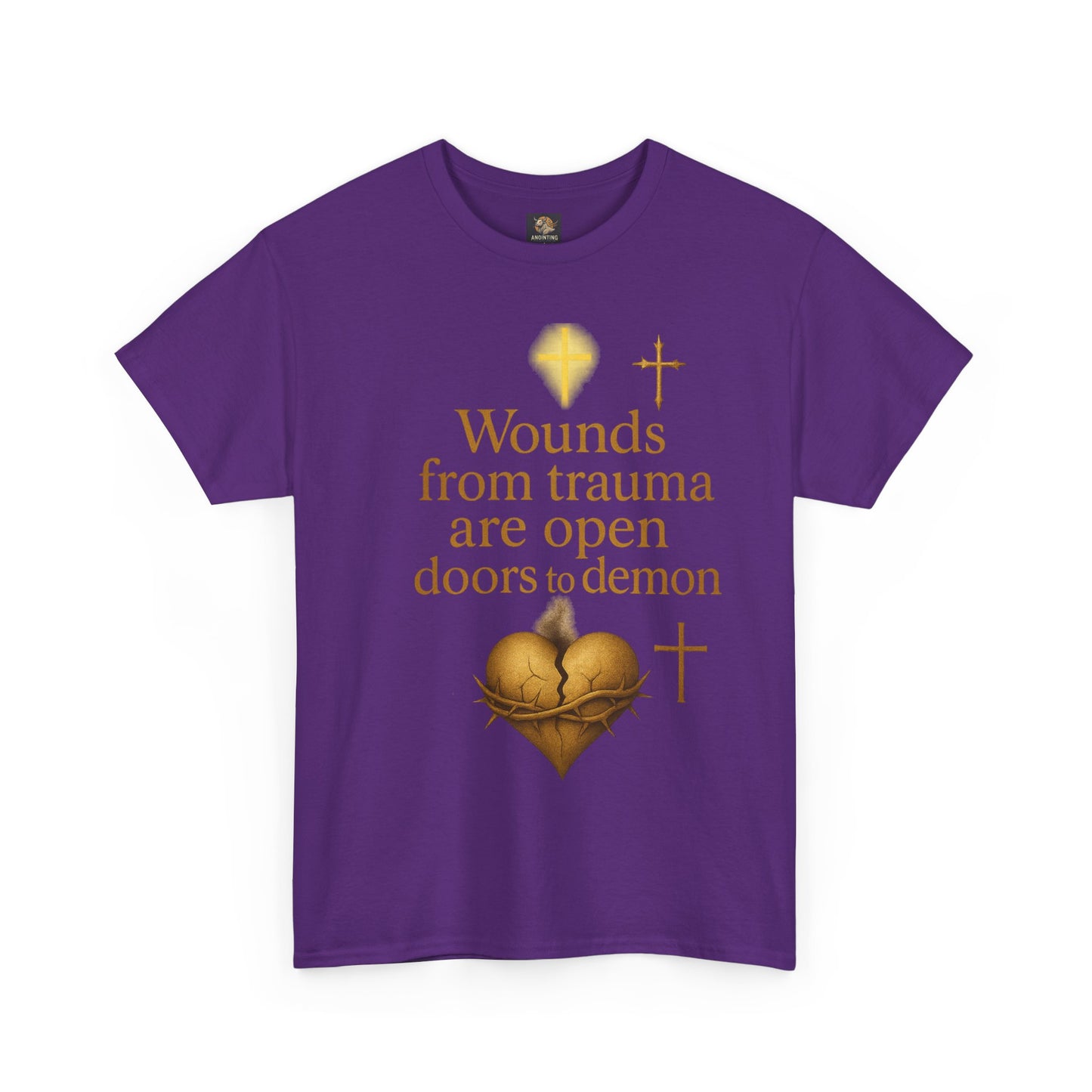 Christian Heavy Cotton Tee - 'Wounds From Trauma Are Open Door to Demons'