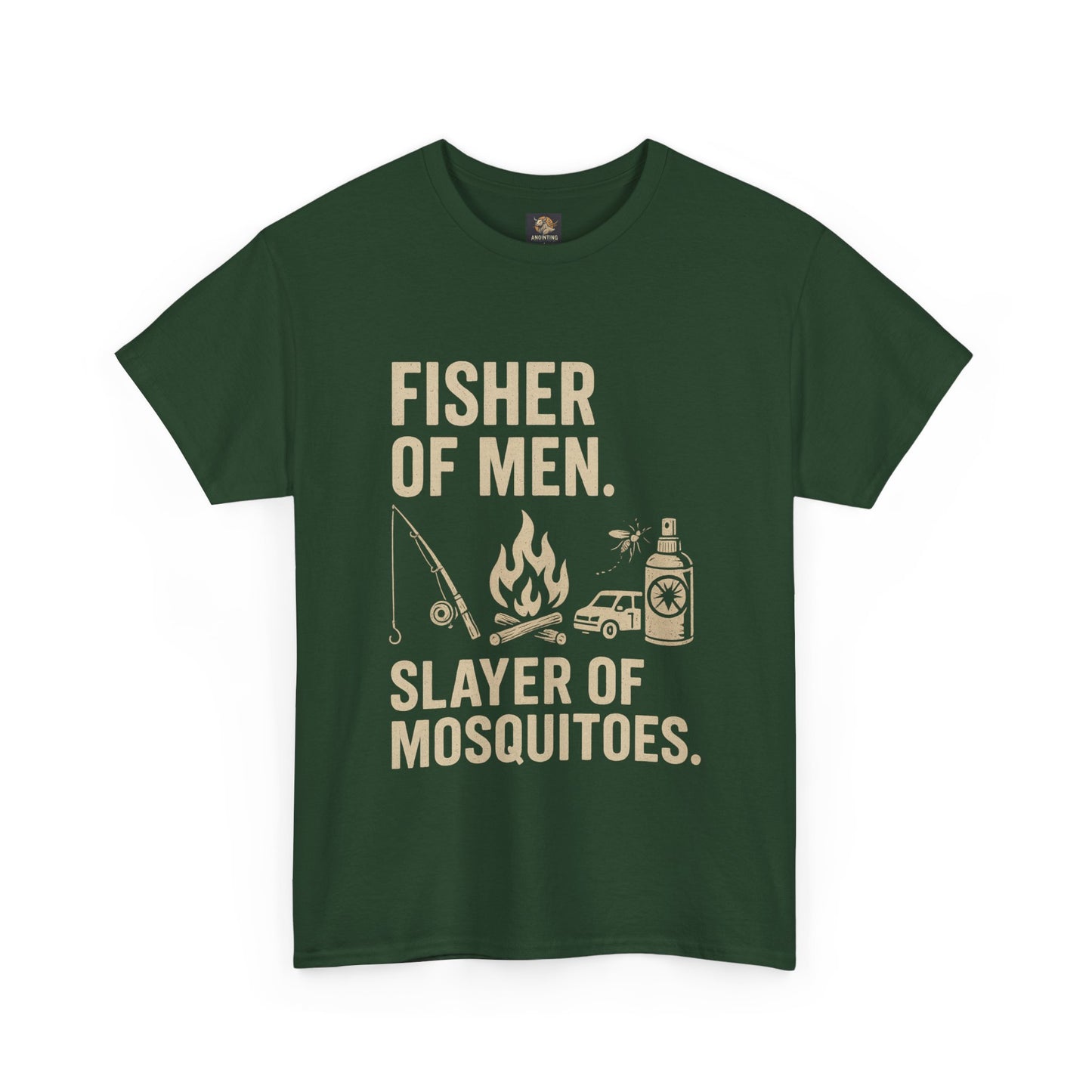 "Fisher of Men. Slayer of Mosquitoes." Campfire Faith Tee