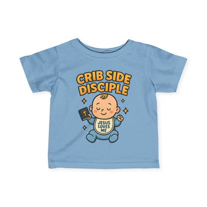 “Crib Side Disciple” Infant Tee – Jesus Loves Me Bible Baby tee
