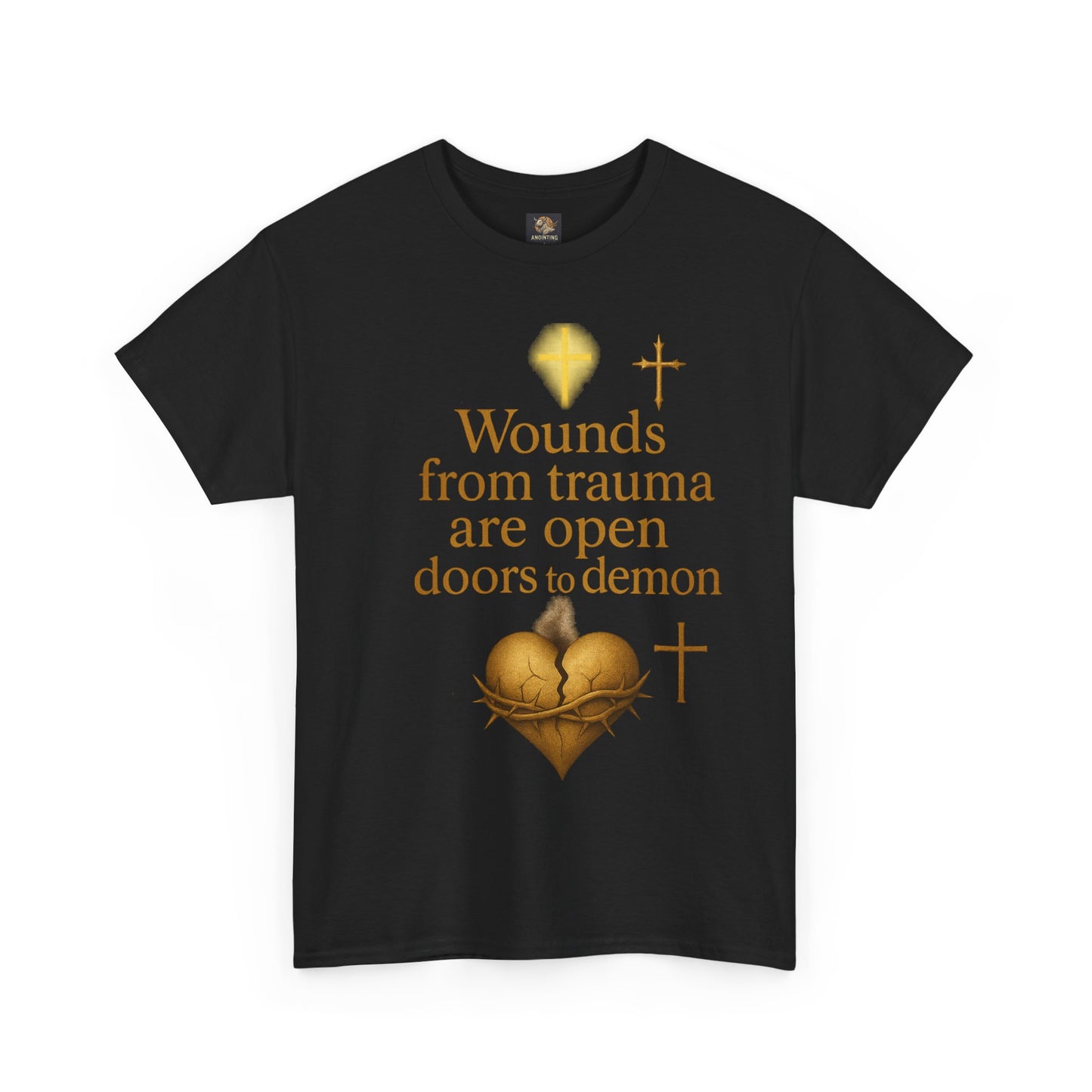 Christian Heavy Cotton Tee - 'Wounds From Trauma Are Open Door to Demons'