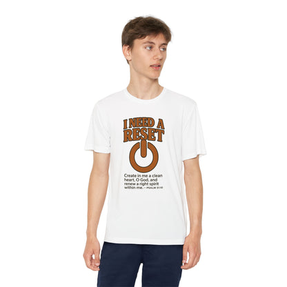 T-Shirt Christian Youth Competitor Tee with 'I Need a Reset' Psalm Quote