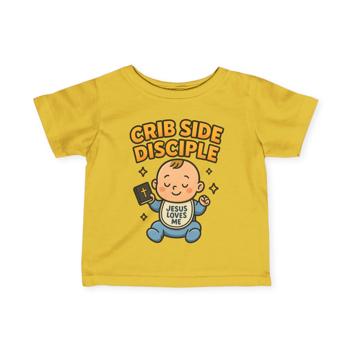 “Crib Side Disciple” Infant Tee – Jesus Loves Me Bible Baby tee