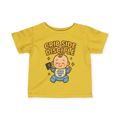 “Crib Side Disciple” Infant Tee – Jesus Loves Me Bible Baby tee