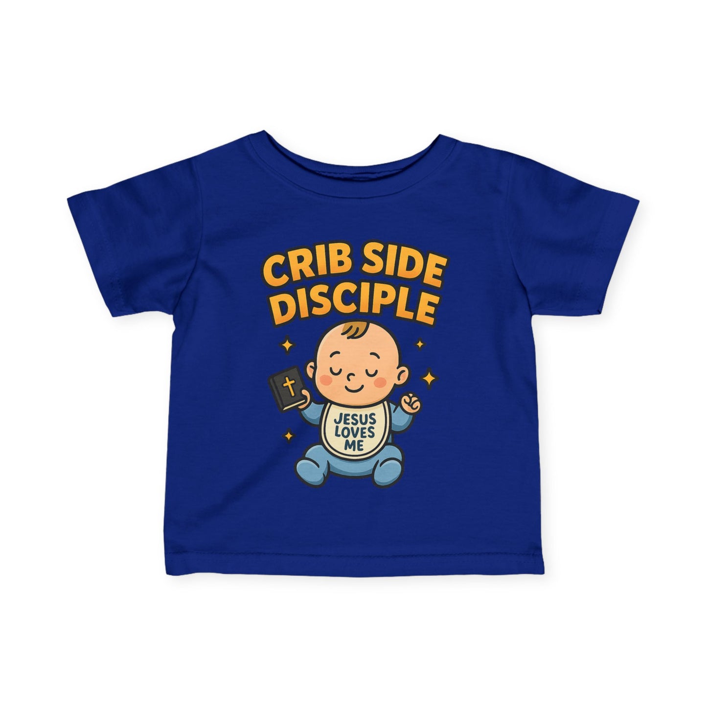 “Crib Side Disciple” Infant Tee – Jesus Loves Me Bible Baby tee